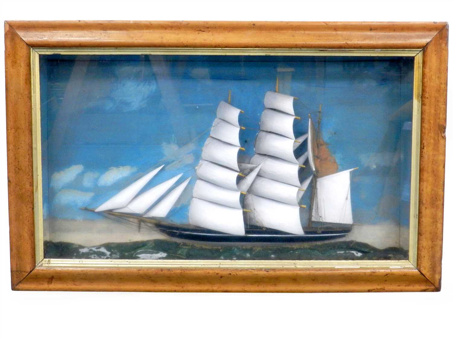 Lot 372 - A late 19th century framed half model of a three masted clipper in full sale