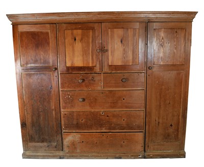 Lot 347 - A large rustic pine house keeper's cupboard