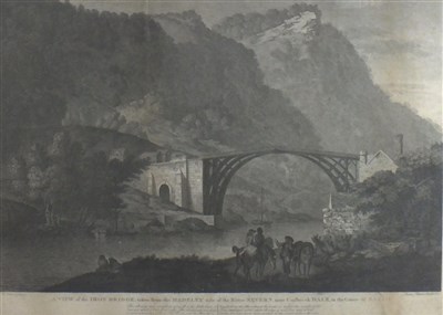 Lot 95 - British school, engraving of Iron bridge