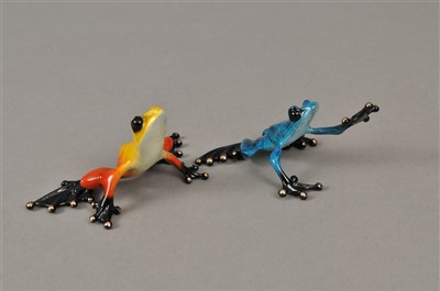 Lot 237 - Tim 'Frogman' Cotterill, two limited edition enamelled bronze models of frogs