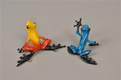 Lot 237 - Tim 'Frogman' Cotterill, two limited edition enamelled bronze models of frogs