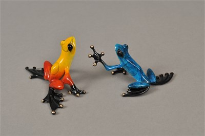 Lot 237 - Tim 'Frogman' Cotterill, two limited edition enamelled bronze models of frogs