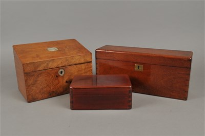 Lot 239 - A Victorian walnut stationary box and two others