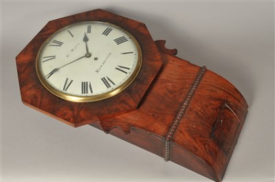 Lot 157 - A Regency mahogany veneered drop dial wall clock