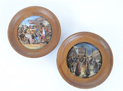 Lot 170 - A pair of prattware pot lids - 'Xmas Eve' and 'The Parish Blades'