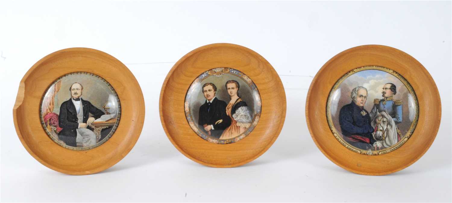 Lot 235 - Three English prattware pot lids