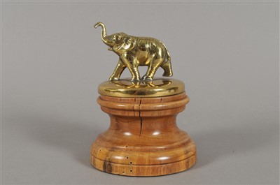 Lot 195 - A decorative 20th century brass finial mascot in the form of a standing elephant