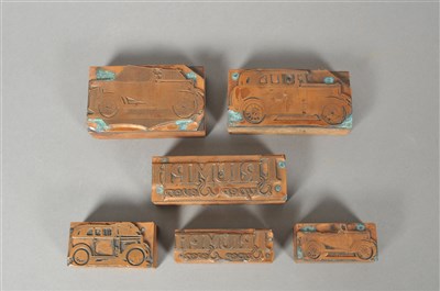 Lot 192 - A small collection of early 20th century automobile related copper printing blocks