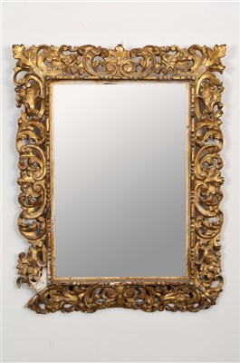 Lot 120 - A 19th century Florentine gilt carved wood framed wall mirror