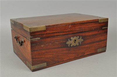 Lot 217 - A late 19th century Indian brass bound rosewood writing box