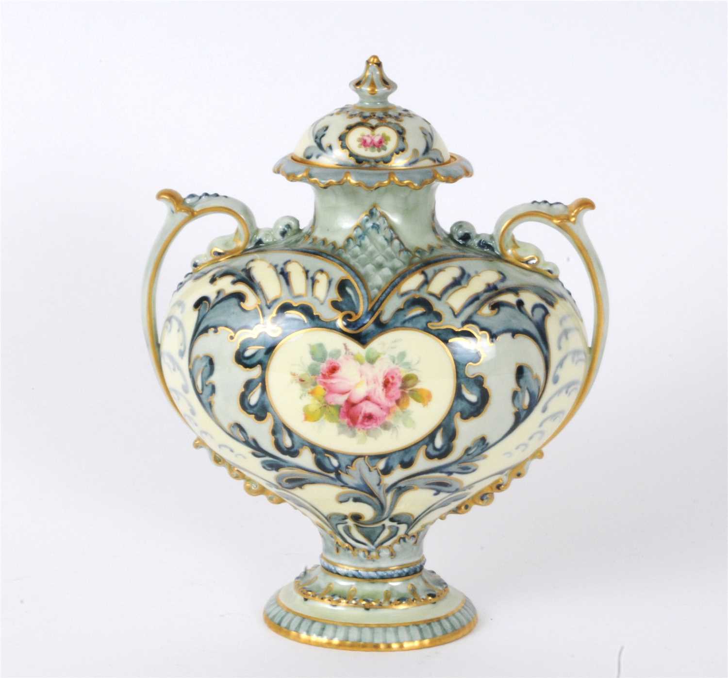 Lot 12 - Royal Crown Derby twin-handled vase and cover
