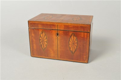 Lot 222 - A Regency mahogany veneered inlaid tea caddy