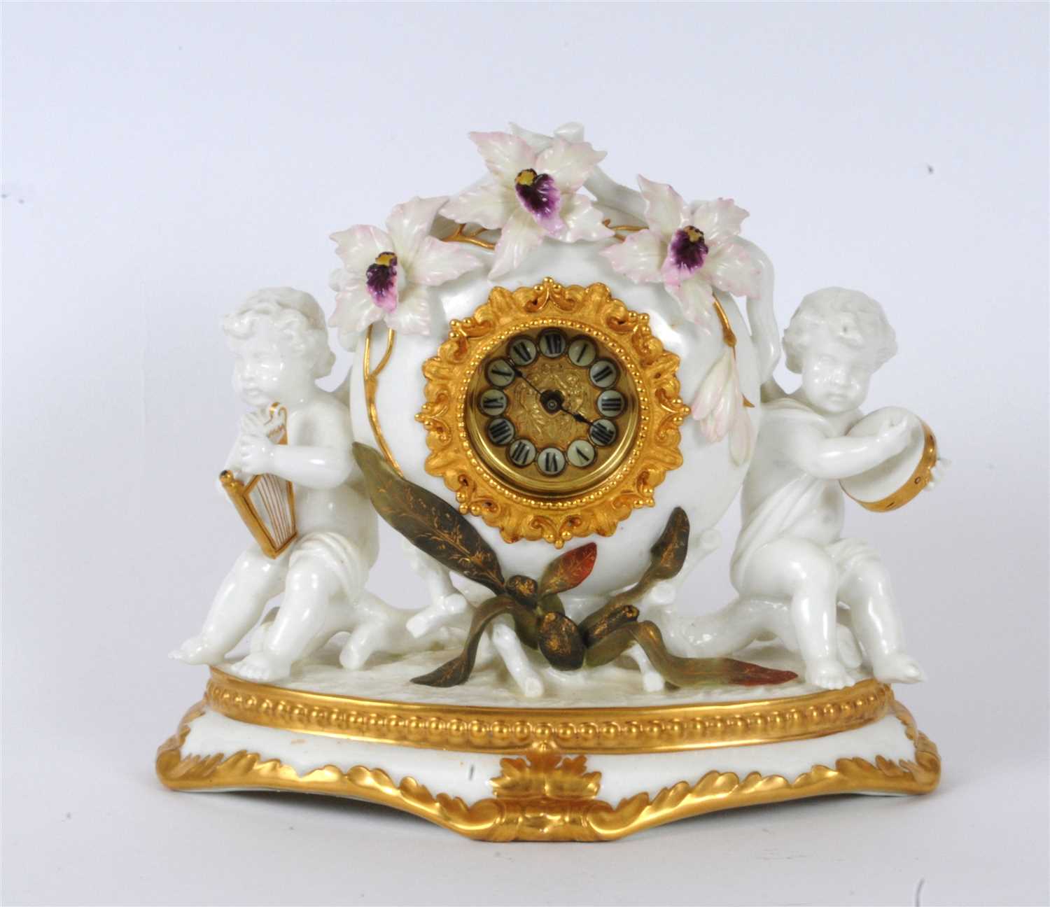 Lot 20 - Victorian porcelain mantel timepiece