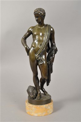 Lot 217 - A 19th century French patinated bronze study of Hurcules after Sauvage