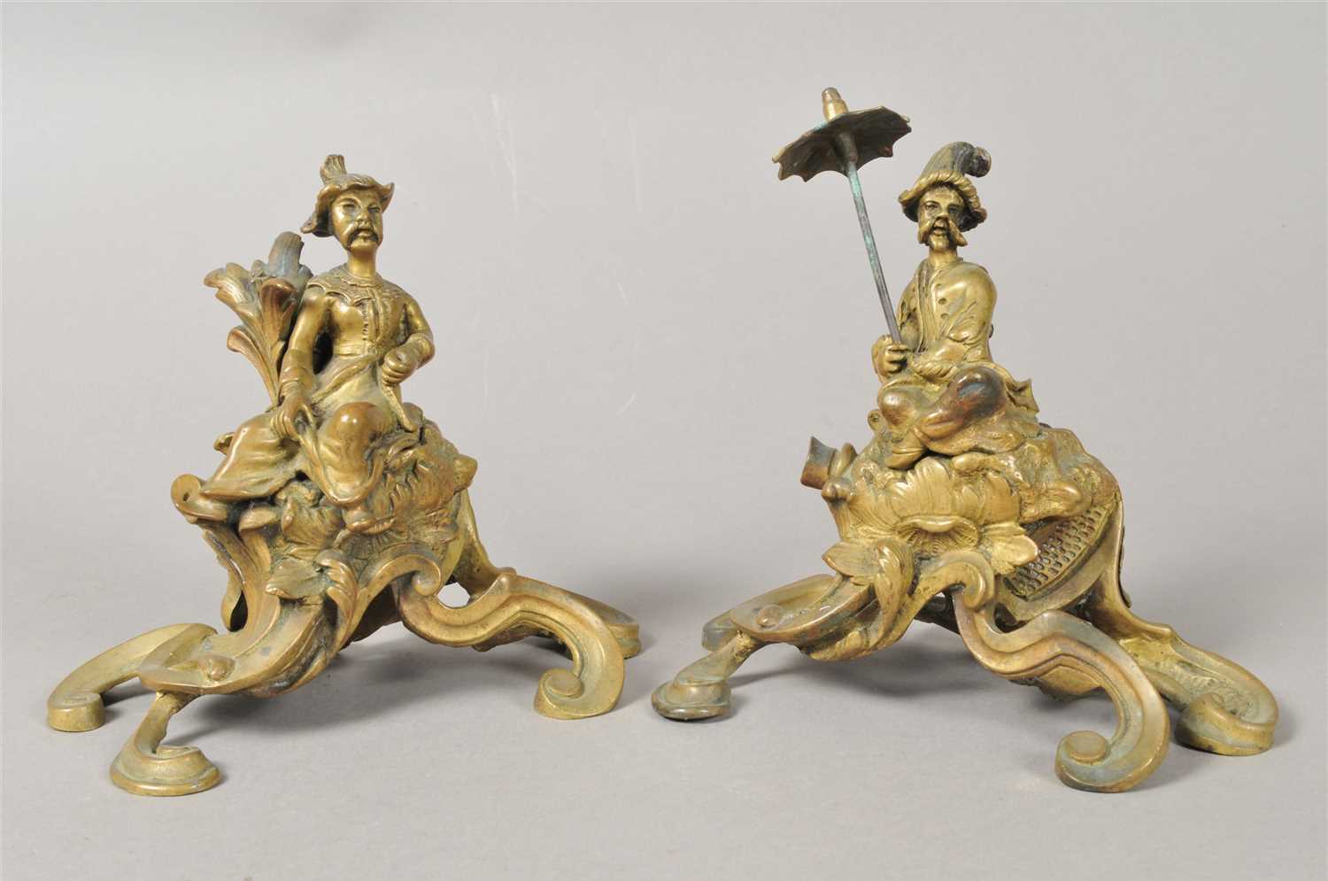 Lot 493 - A pair of 19th continental century cast brass...