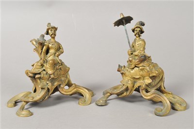 Lot 493 - A pair of 19th continental century cast brass...