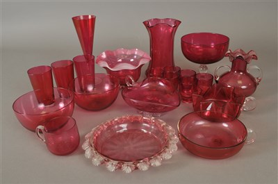 Lot 153 - Small collection of early 20th century cranberry glass