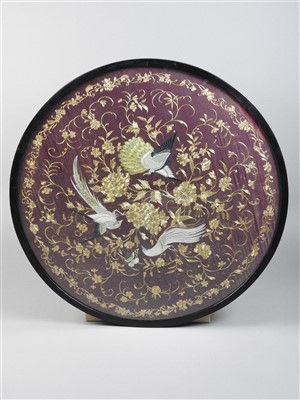 Lot 226 - A Chinese embroidered silk panel, Qing dynasty,...