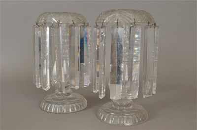 Lot 150 - Pair of late Victorian clear glass table lustres