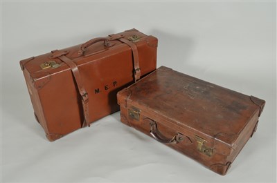 Lot 260 - Two similar 20th century stitched leather suitcases