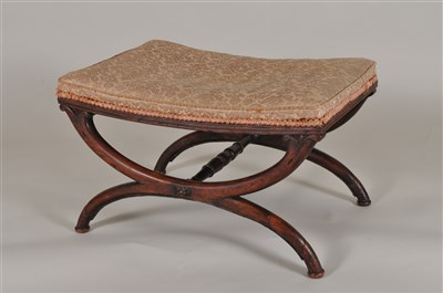 Lot 375 - A Regency rosewood x framed upholstered stool