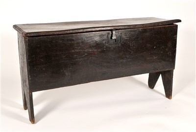 Lot 138 - An 18th century or earlier elm six plank coffer