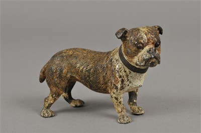 Lot 268 - A 19th century cold painted cast bronze study of a standing English bulldog