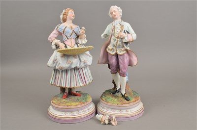 Lot 201 - Pair of French bisque porcelain figures