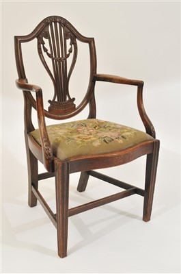 Lot 140 - A single George III carved mahogany framed arm chair