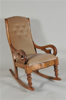 Lot 404 - A Victorian mahogany framed upholstered rocking chair