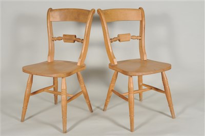 Lot 426 - An associated set of six heavy pale pine dining chairs