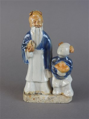 Lot 66 - A Chinese partially glazed biscuit porcelain...