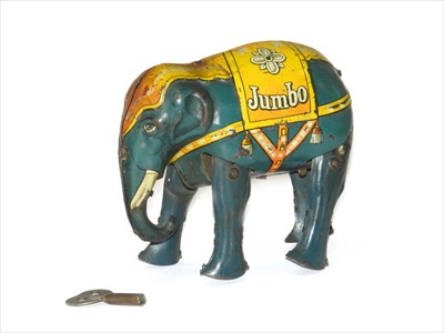 Lot 544 - Pre-war Blomer & Schuler tinplate clockwork “Jumbo” Elephant.