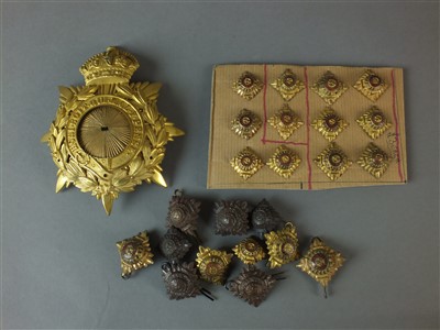 Lot 188 - British Officer's helmet plate and pips / Group of US military medals