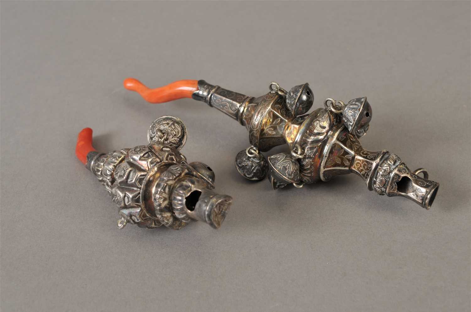 Lot 4 - Two Victorian silver rattles