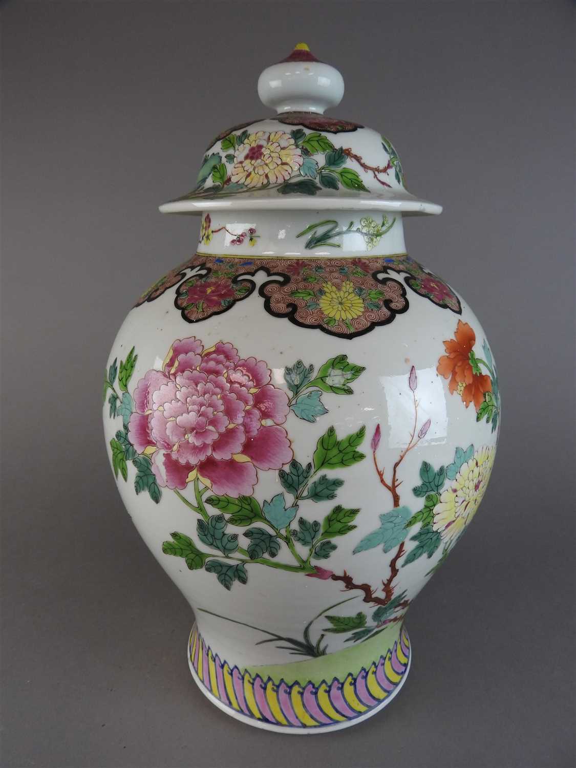 Lot 108 - A Chinese export famille rose baluster jar and...