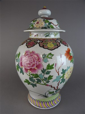 Lot 108 - A Chinese export famille rose baluster jar and...