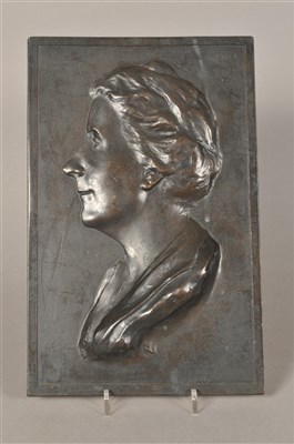 Lot 221 - An early 20th century patinated bronze panel