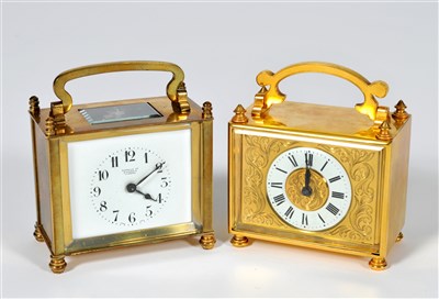 Lot 155 - Two brass cased carriage clocks of rectangular form