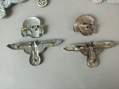 Lot 336 - Reproduction German SS visor cap skulls and eagles