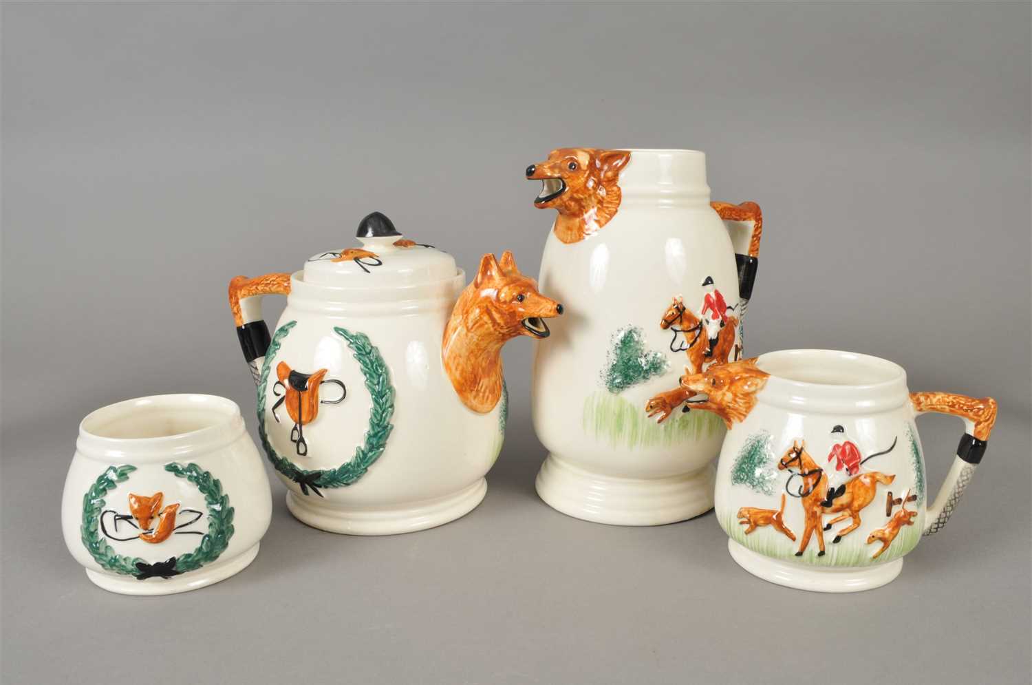 Lot 313 - PPC Fox Hunting tea service and other items