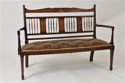 Lot 500 - An inlaid Edwardian mahogany parlour sofa