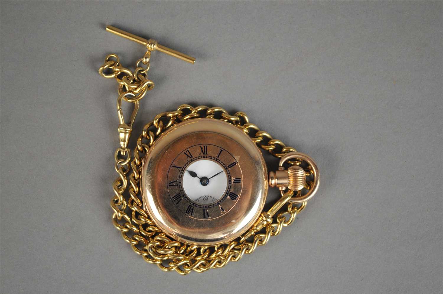 Lot 90 - Dennison cased 10ct gold plated half-hunter pocket watch