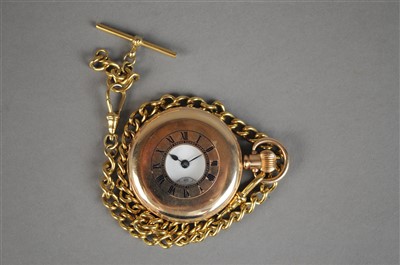 Lot 90 - Dennison cased 10ct gold plated half-hunter pocket watch