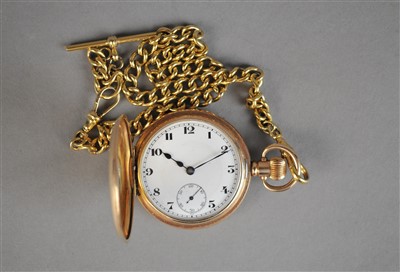 Lot 90 - Dennison cased 10ct gold plated half-hunter pocket watch