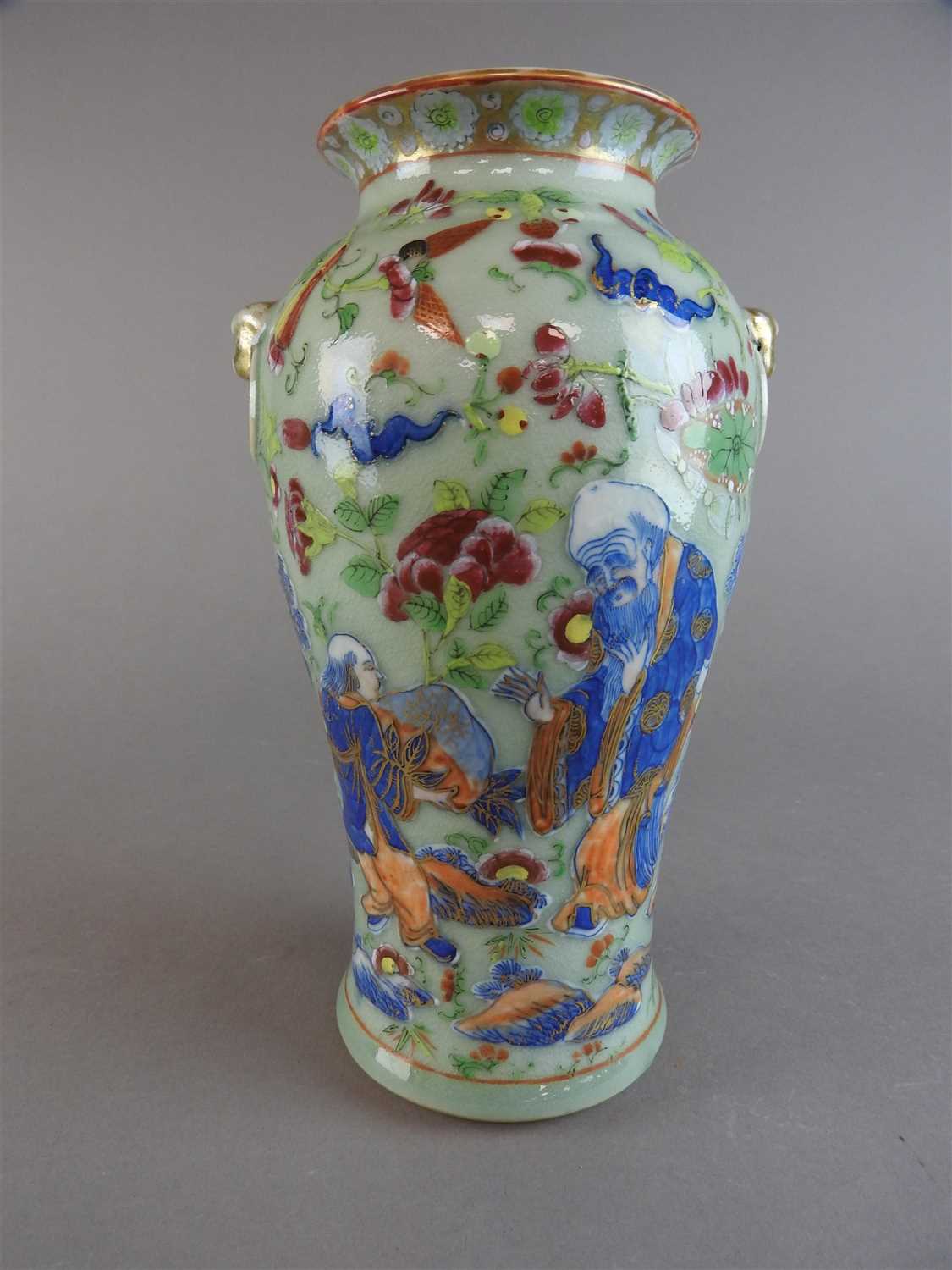 Lot 48 - A Chinese Canton enamelled celadon famille...