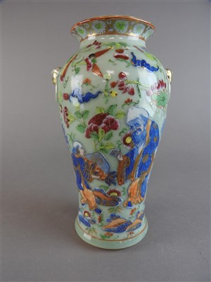 Lot 48 - A Chinese Canton enamelled celadon famille...