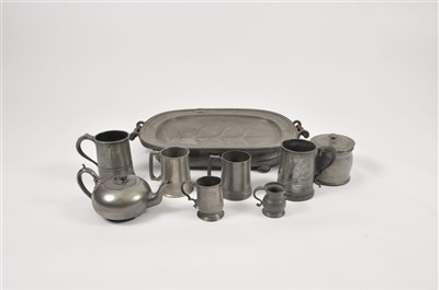 Lot 393 - A collection of mixed pewter