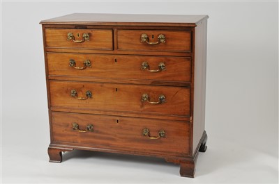 Lot 477 - A 19th century mahogany chest of two short and three graduating long drawers