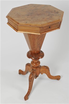 Lot 540 - A Victorian walnut veneered tripod work/...